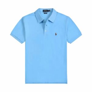 Kakobuy Ralph Lauren Henley Collar Embroidered Logo T-ShirtAzure blue