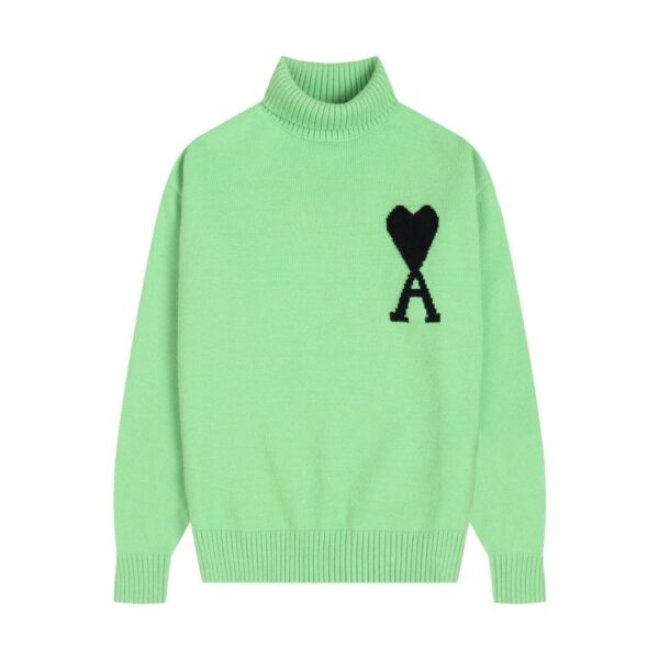 Kakobuy AMI PARIS Classic Jacquard Big A Love Couple Knit Turtleneck Sweater