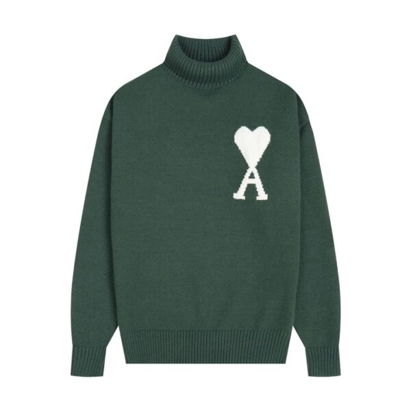 Kakobuy AMI PARIS Classic Jacquard Big A Love Couple Knit Turtleneck Sweater