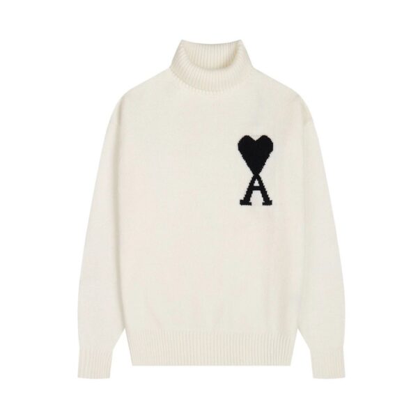 Kakobuy AMI PARIS Classic Jacquard Big A Love Couple Knit Turtleneck Sweater