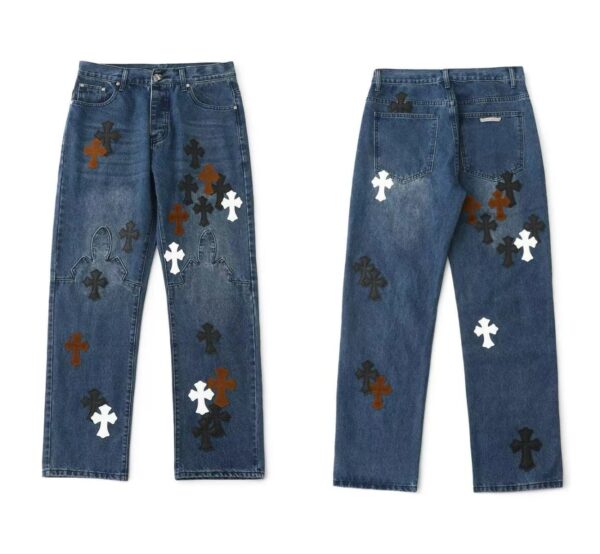Kakobuy Chrome Hearts Cross Denim Patch Jeans