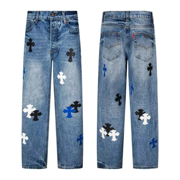 Kakobuy Chrome Hearts Cross Denim Patch Jeans