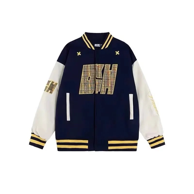 Kakobuy AC Milan Heavy Craft Embroidery Patchwork Leather Sleeve OFF Hundred Baseball Jacket