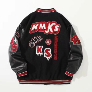 Kakobuy AC Milan Heavy Craft Embroidery Patchwork Leather Sleeve OFF Hundred Baseball Jacket