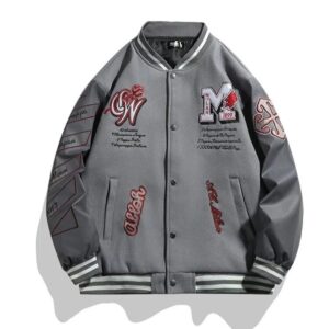 Kakobuy AC Milan Heavy Craft Embroidery Patchwork Leather Sleeve OFF Hundred Baseball Jacket