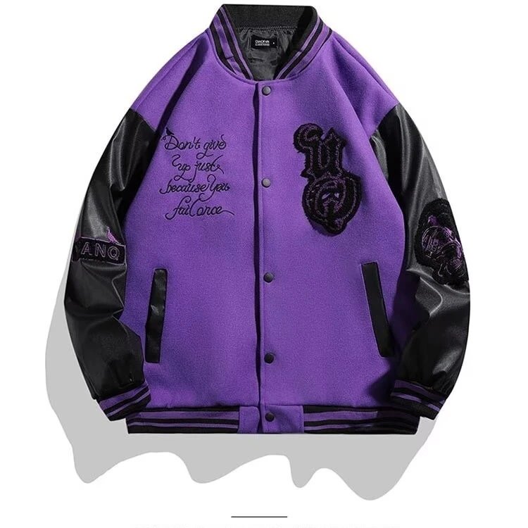 Kakobuy AC Milan Heavy Craft Embroidery Patchwork Leather Sleeve OFF Hundred Baseball Jacket