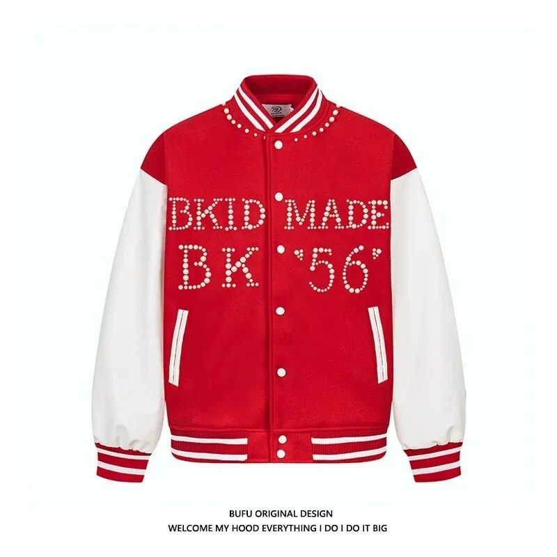 Kakobuy AC Milan Heavy Craft Embroidery Patchwork Leather Sleeve OFF Hundred Baseball Jacket