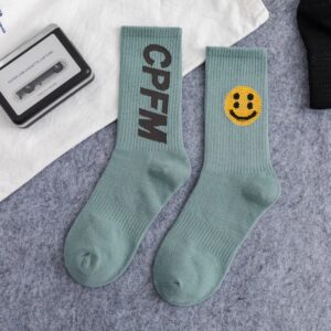 Kakobuy Drew Smiley Face Rhinestone Sports Knee-High Socks