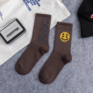 Kakobuy Drew Smiley Face Rhinestone Sports Knee-High Socks