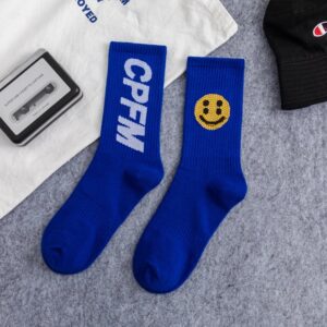 Kakobuy Drew Smiley Face Rhinestone Sports Knee-High Socks