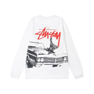 Stussy  Crew Neck Letter Print Car Beauty Graphic Long Sleeve American Vintage Hoodie