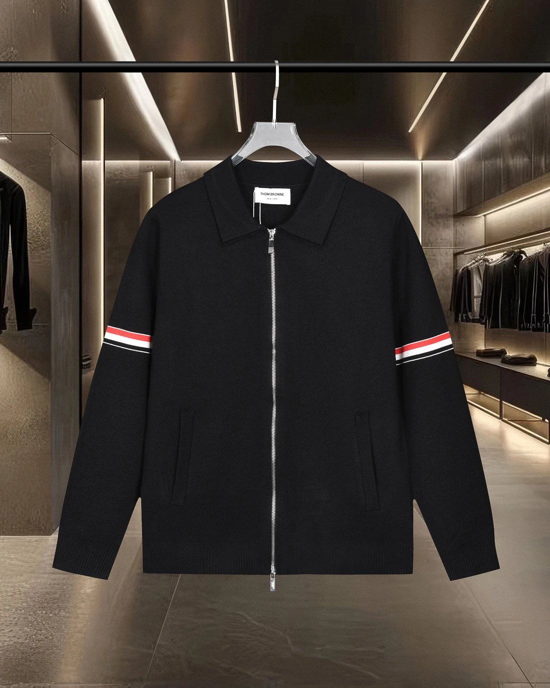 Thom Browne Classic Color-Blocked Four-Stripe Knit Wool Sweater