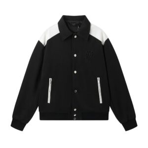 AMIRI Embroidered Logo Baseball Jacket in Black