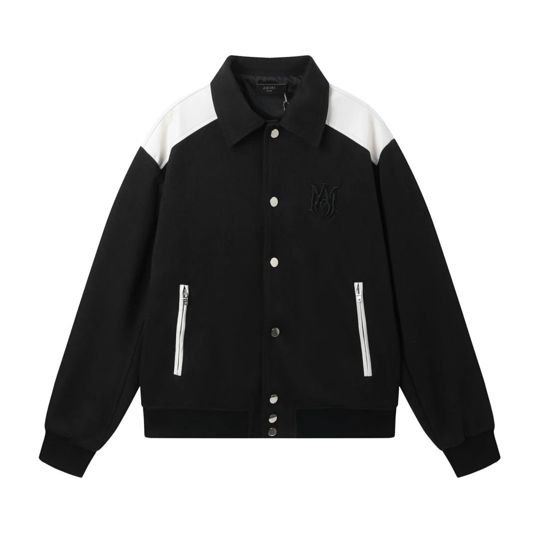 AMIRI Embroidered Logo Baseball Jacket in Black