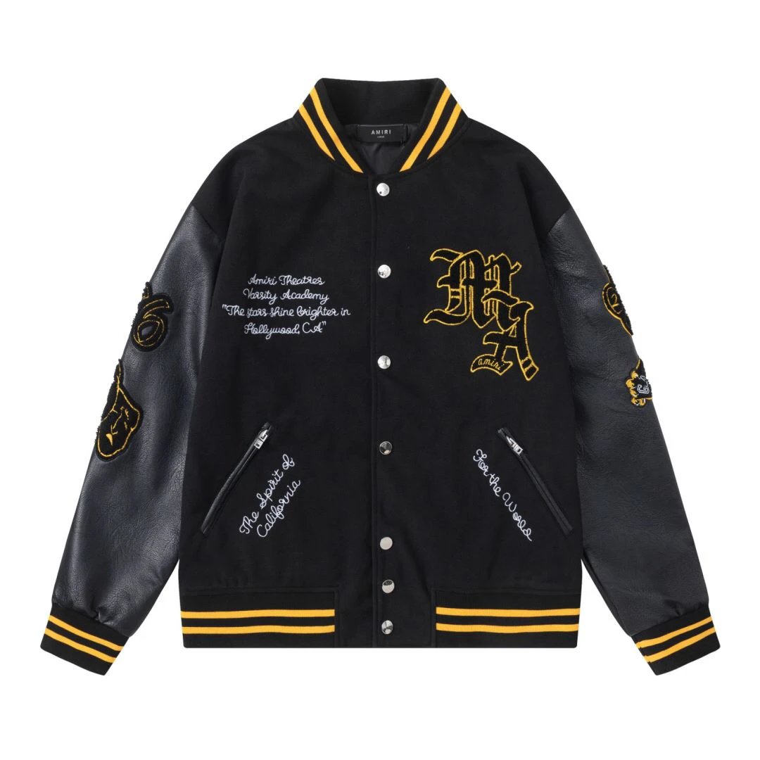 AMIRI Lion Embroidered Logo Baseball Jacket