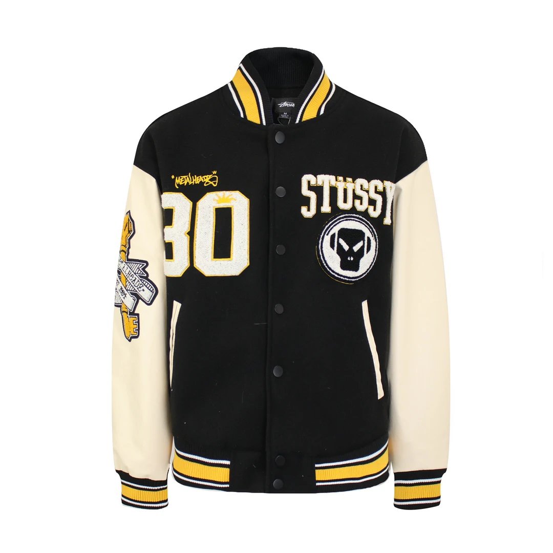 Stussy x Metalheadz 30th Anniversary Collaboration Embroidered Towel Baseball Jacket