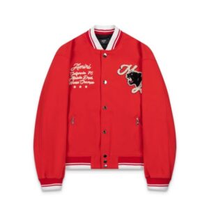 AMIRI Leopard Head Towel Embroidered Logo Baseball Jacket