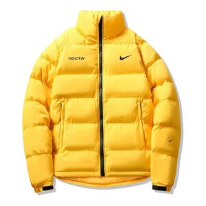 Nike x NOCTA Collaboration Bright Yellow Cropped Stand-Collar Down Jacket
