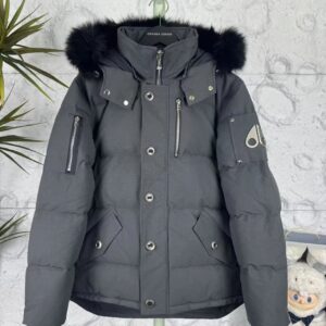 Moose Knuckles Gray Fur-Trim Down Jacket