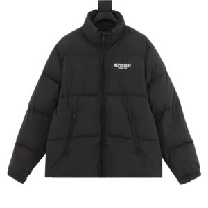 REPRESENT Black Long Hooded Down Jacket