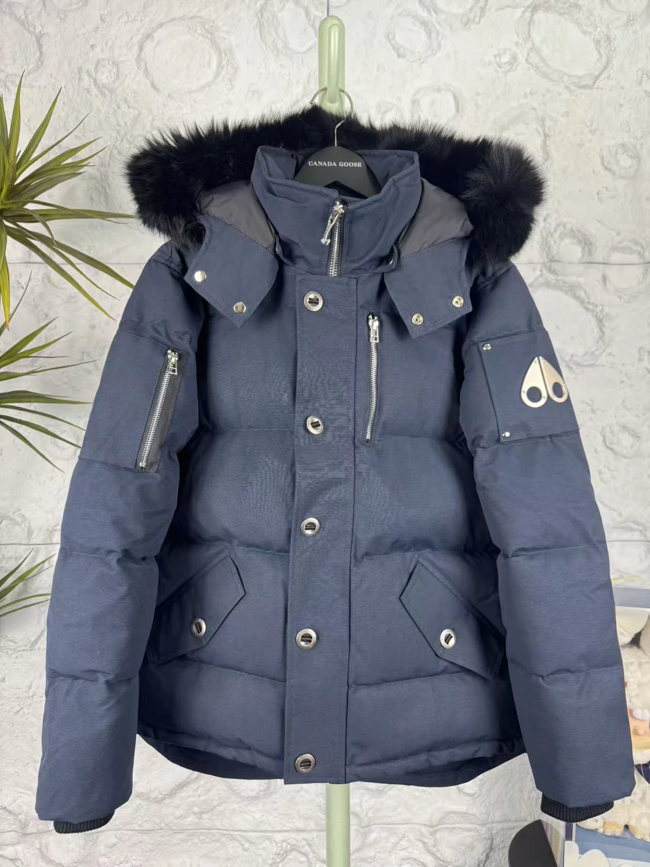 Moose Knuckles Navy Blue Parka Down Jacket