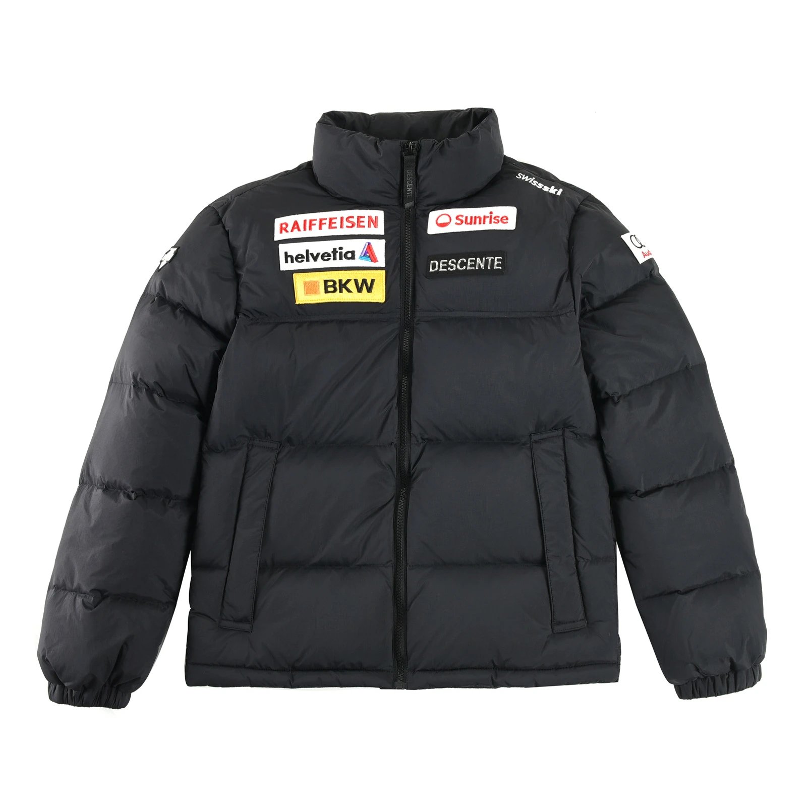 DESCENTE Black Stand Collar Zipper Down Jacket
