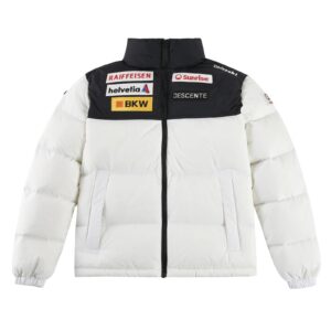 DESCENTE Swiss Ski Series Down Jacket in Black and White Color Block