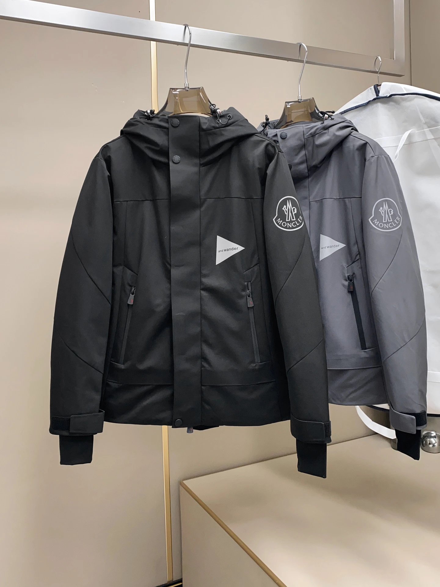 Moncler Collaboration Hooded Workwear Jacket in Classic Black and Premium Gray