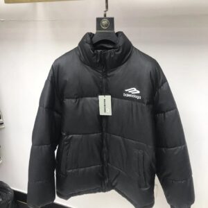 Balenciaga Black Stand Collar Zipper Oversized Down Jacket