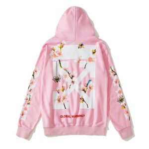 Off-White Print Style Hoodie Pink