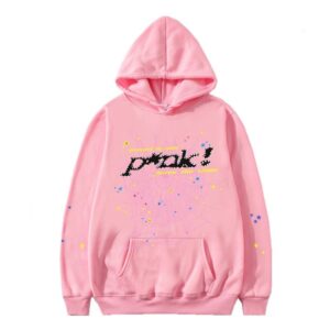 SP5DER Spider Web Streetwear Hoodie Pink