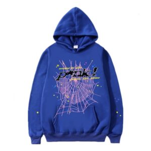 SP5DER Spider Web Streetwear Hoodie Blue