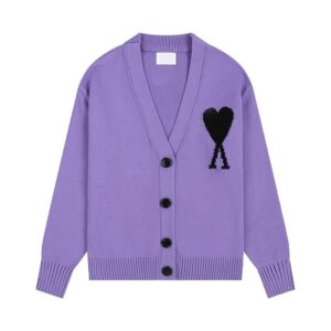 AMI Ami de Cœur Collection Purple Knit Cardigan