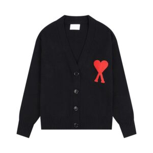 AMI Knit Cardigan de Coeur Collection Black