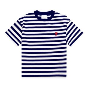 AMI Love Series Blue and White Striped T-Shirt