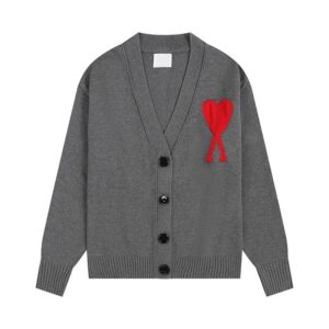 AMI Paris Classic Collection Gray Cardigan Sweater