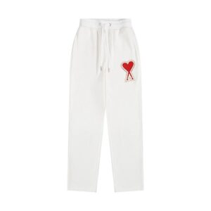 AMI Paris Heart Series White Casual Pants