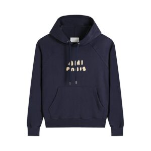 AMI PARIS Hoodie Letter Print Collection Navy Blue