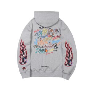 Chrome Hearts Graffiti Flame Series Gray Hoodie