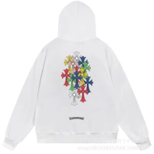 Chrome Hearts Hoodie Colorful Cross Series White