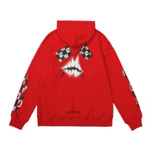 Chrome Hearts Hoodie Grin & Checkerboard Series Red